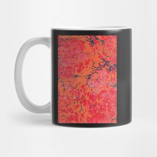 Orange red handmarbled paper Mug